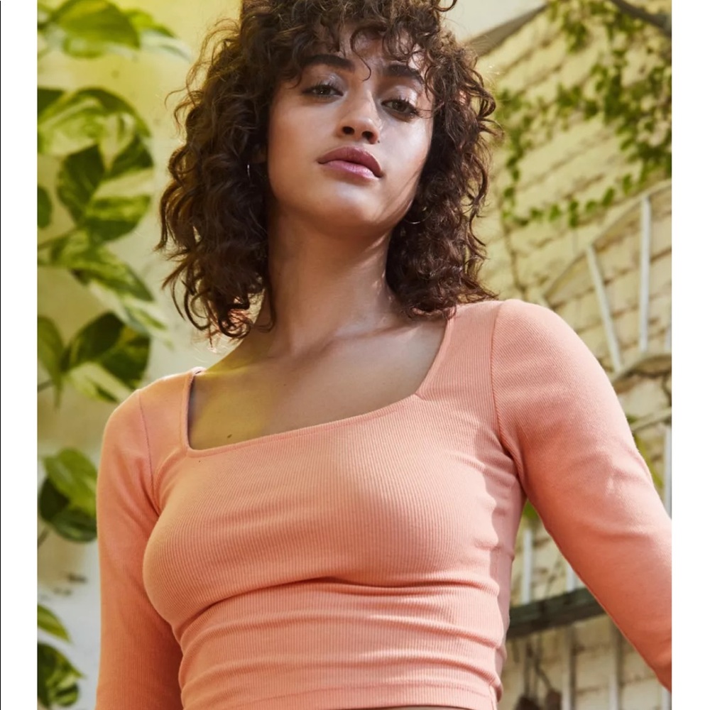 Urban Outfitters Ribbed Square Neck Cropped Top, XS